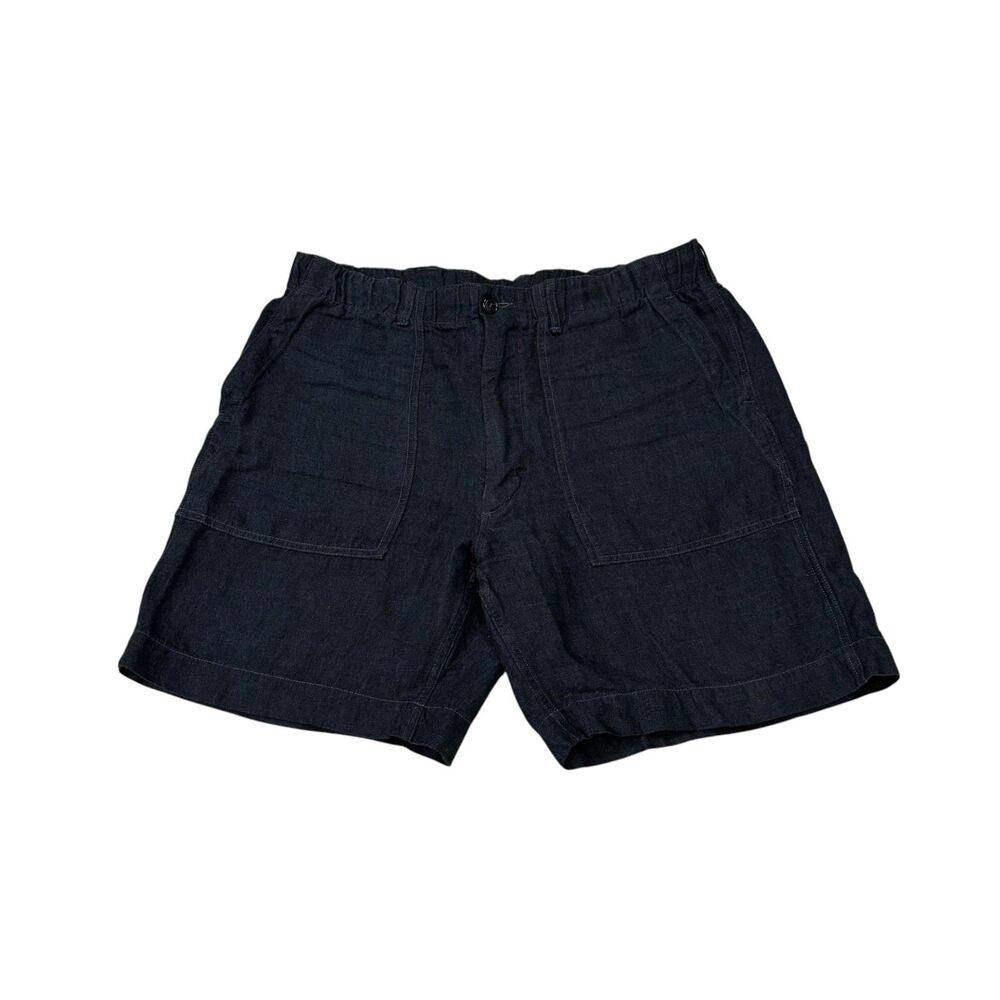 Buck Mason Loomed Linen Fatigue Shorts in Dark Navy Size XL